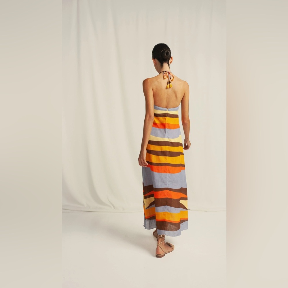 Striped Multicolor Halter Dress - Picture 3 of 6